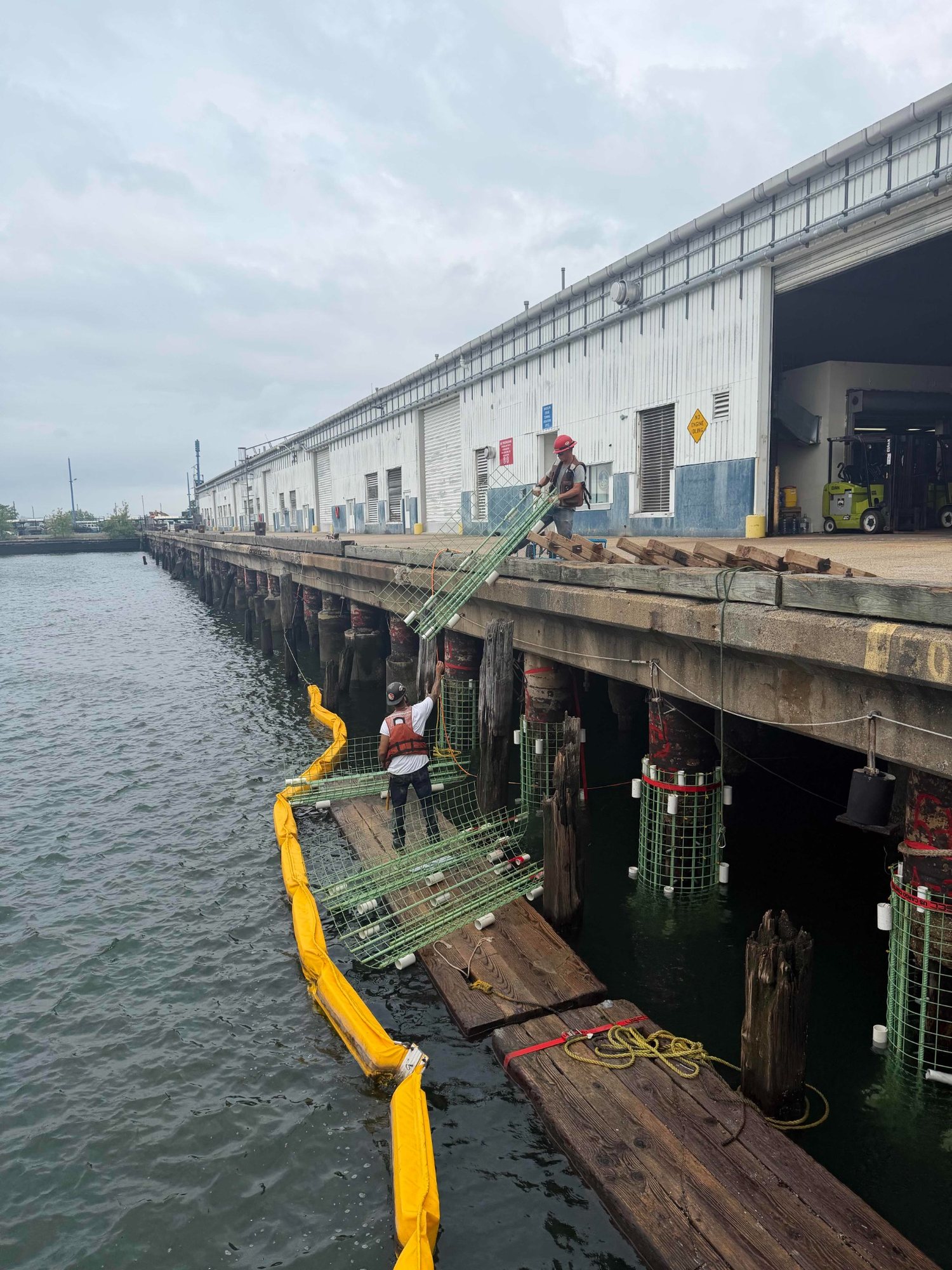 Pile repair work at Brooklyn Cruise Terminal Pier 12