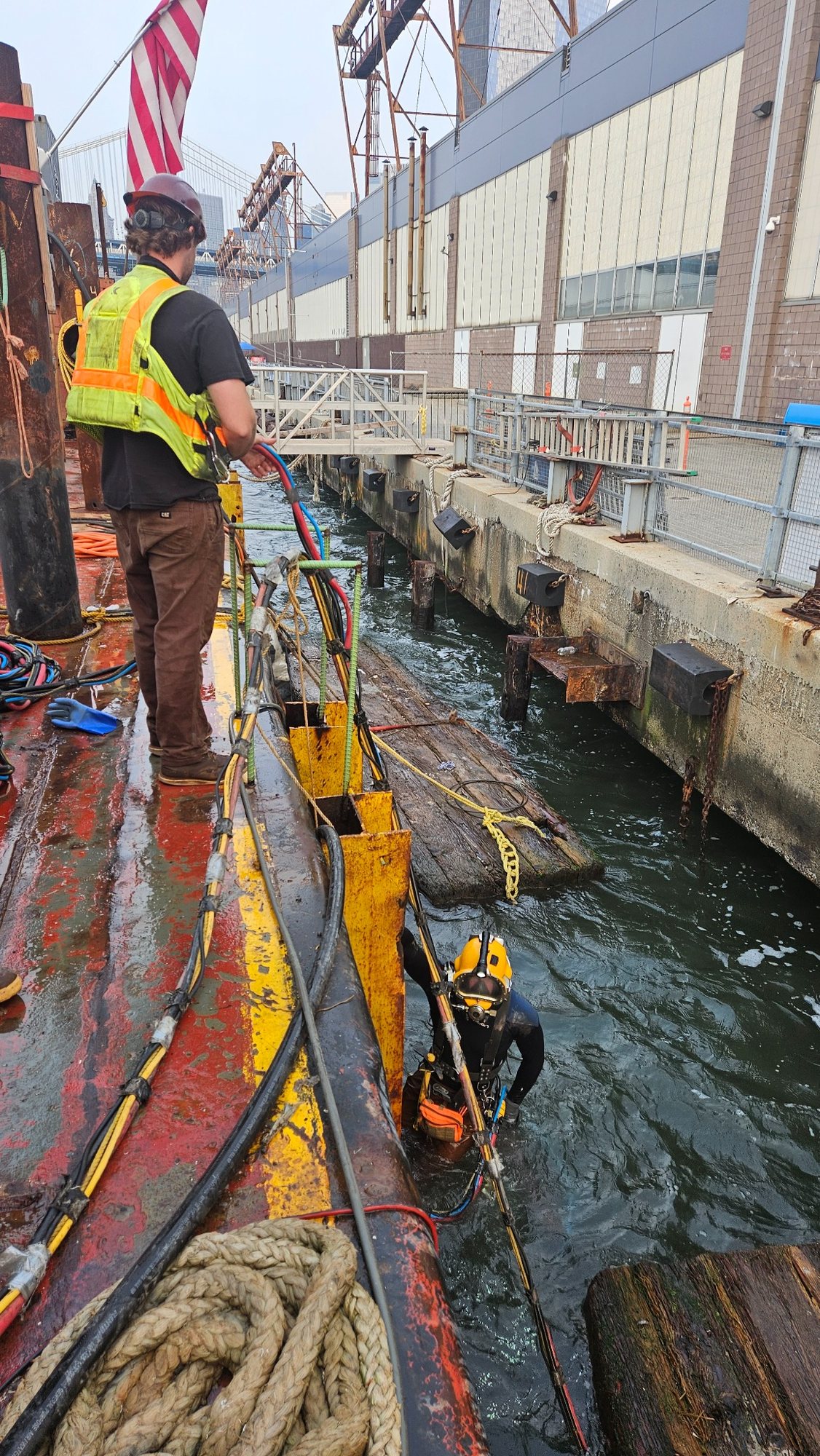 Diver working at Pier 36